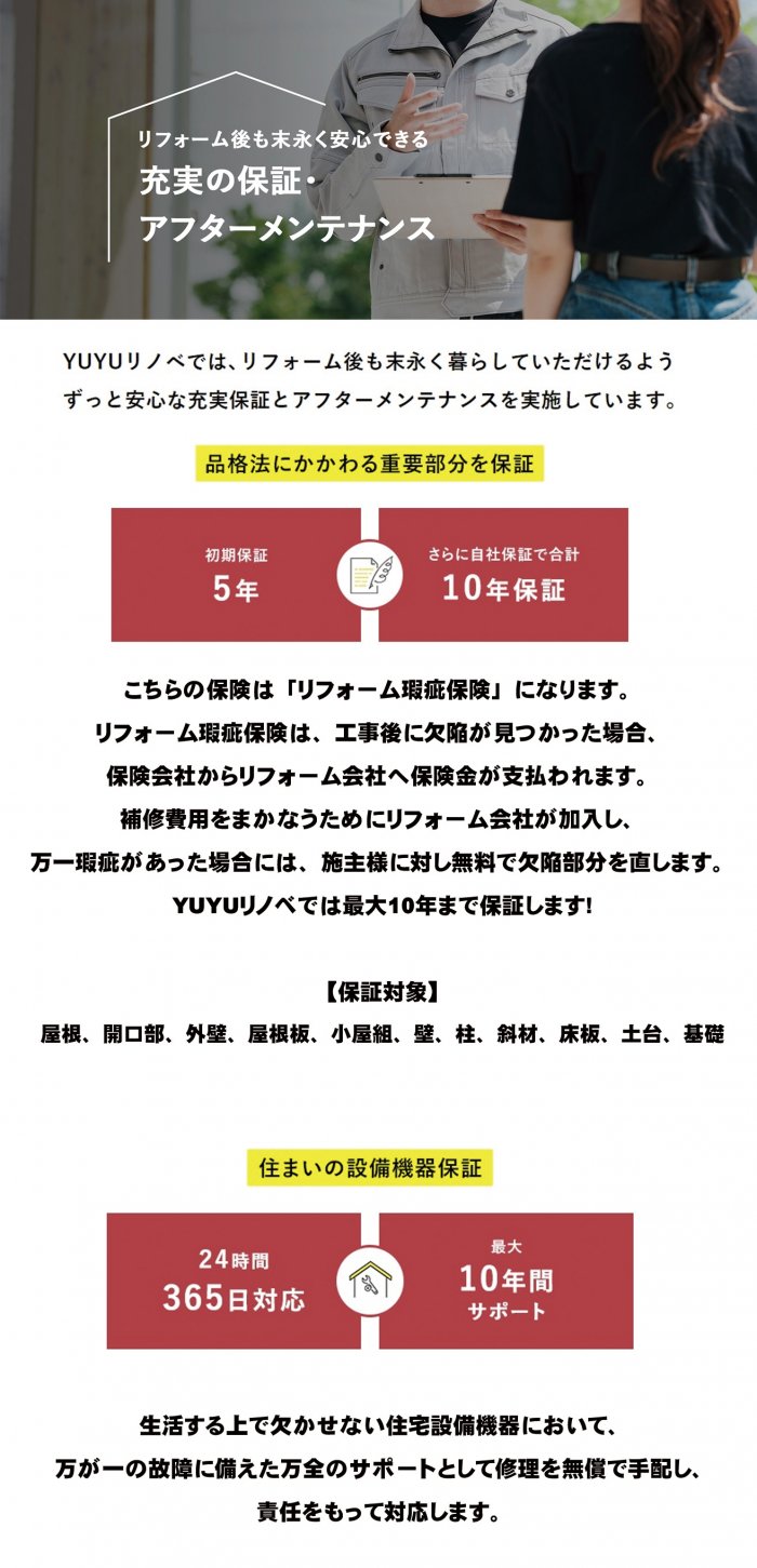 YUYUリノベはアフターサービスが充実