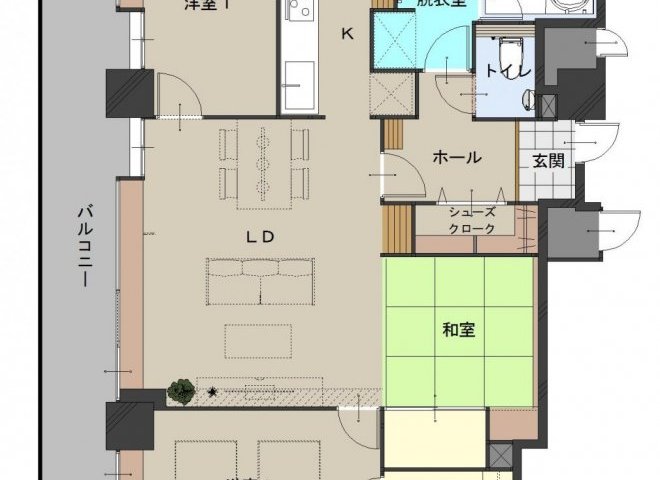 シューズクロークで収納力アップ！すっきり玄関を実現。
